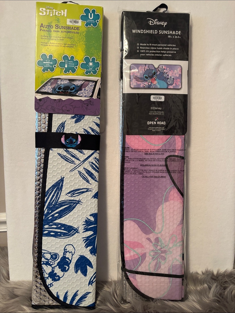Disney Stitch Windshield Sunshade - Blue & Pink Floral Designs